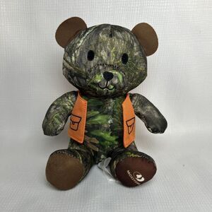 Mossy Oak Teddy Bear Camo Camouflage Plush Stuffed Animal Orange Hunting Vest 8”